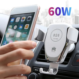 60W Wireless Fast Charger Car Mount Air Vent Mobile Phone Holder Charging Stand For IPhone 14 13 12 11 Pro Max Xiaomi Samsung