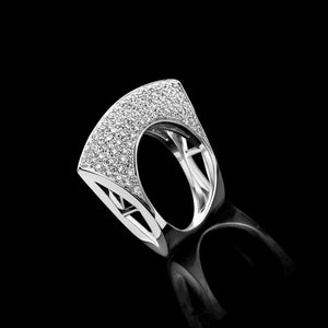 925 Sterling Silver Personality Jewelry Irregular Hollow Out Diamond Ring Ladies Bar Party Jewelry Gift