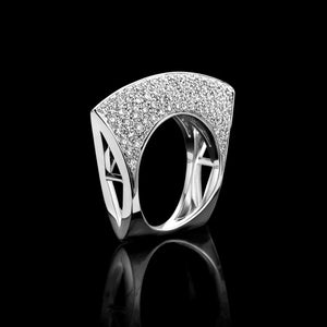 925 Sterling Silver Personality Jewelry Irregular Hollow Out Diamond Ring Ladies Bar Party Jewelry Gift