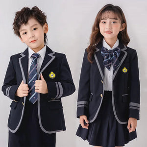 Korean Japanese Navy Jacket Pleated Skirt Formal Dress Suits School Uniform
