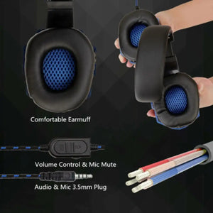 Gaming Headphones Headset Deep Bass Stereo Wired Gamer Earphone Microphone for PS4 Phone PC Laptop Xbox One Nintend Switch iPad