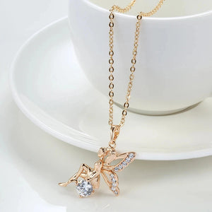 Kinel Hot Trend Angel Pendant Necklaces For Women 585 Rose Gold Color With Shiny Natural Zircon Pendant  Daily Fine Jewelry