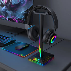 RGB Gaming Headphone Stand Eb01-b Headset Stand Dual USB Port Touch Control Strip Light Gaming Headset Holder Earphone Accessory