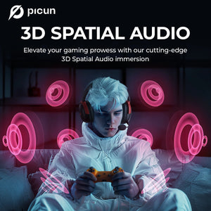Picun G3 2.4GHz Wireless Gaming Headset Low Latency 53mm 3D Spatial Audio ENC Mic HD Call Bluetooth Headphones for Gamer PC PS5