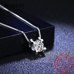 Real Moissanite Square Pendant Necklace D Color VVS1 Lab Diamonds 925 Sterling Silver for Women Wedding Fine Jewelry PE032