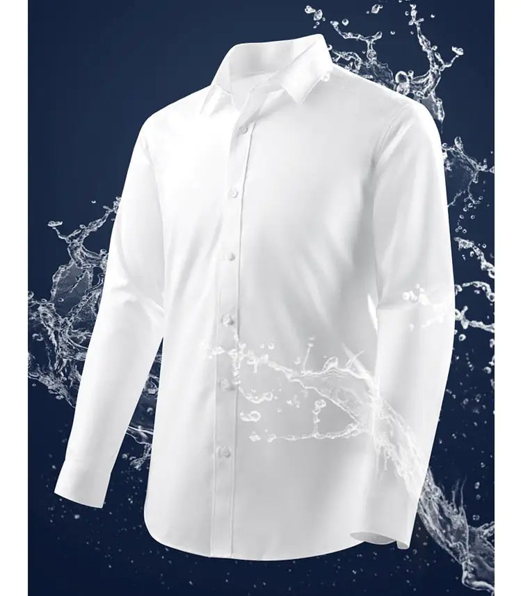 Oil Stain Proof Waterproof Hydrophobic Men Short Sleeve Business White Shirt